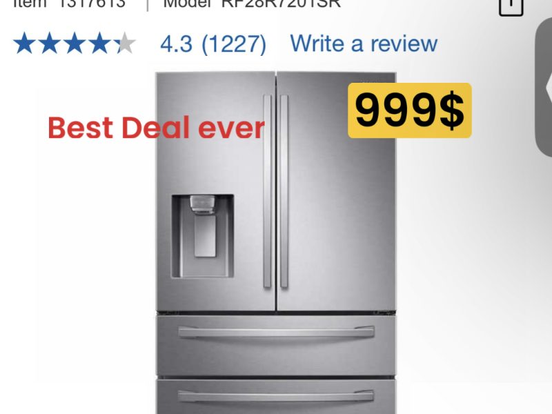 999$ Samsung 28 cu. ft. 4-Door French Door Refrigerator with FlexZone Drawer