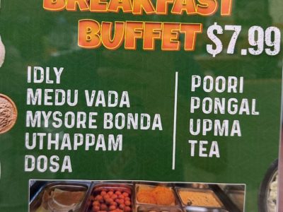 8$ Breakfast Buffet 8Am to 10.30AM Saturday & Sunday